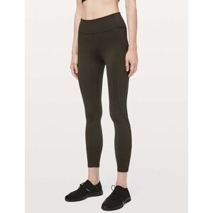 Lululemon In Movement 7/8 Tight Everlux Dark Olive Green Leggings